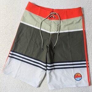 NEW! Oakley Board Shorts Men 28/11 Orange Olive Colorblock Retro 1975 Surf Trunk